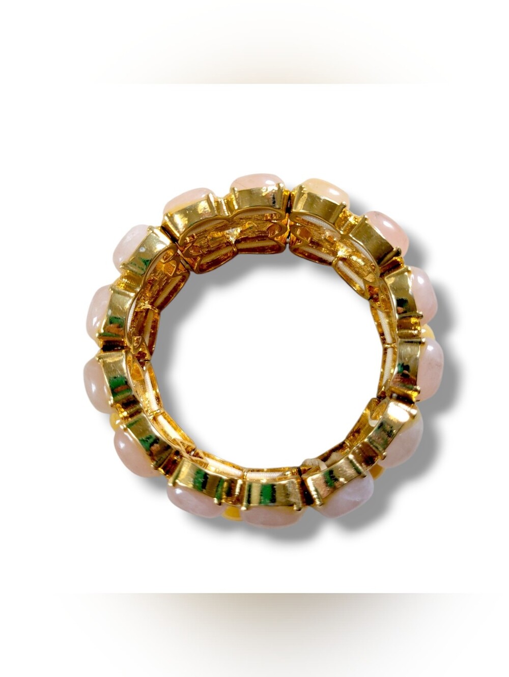 Ann Taylor | NWOT Pretty Gold Tone Multi-Row Cabochan VTG Stretch Bracelet - Picture 5 of 10